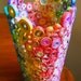 Upcycled Rainbow Vase Sculpture made from Magazines, Candy Wrappers, Catalogs & Coupon Circulars