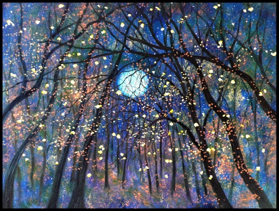 Fireflies in summer moonlight- LARGE PREMIUM PRINT by Vadal-13x19