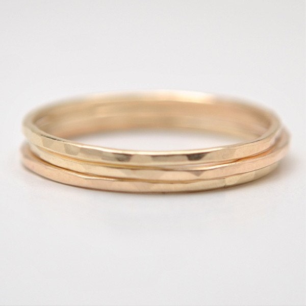 Slim Stacking Rings in 14k Gold Fill, Set of Three - Recycled Metal