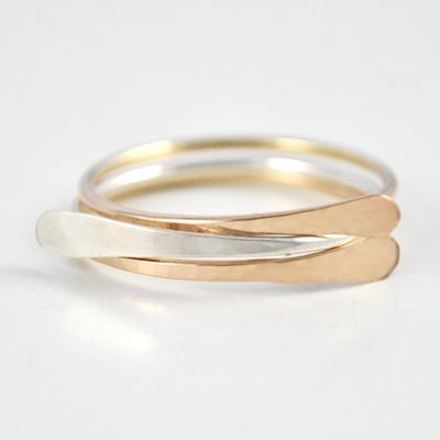 14k Gold Fill Single Slim Modern Tab Ring - Recycled Metal