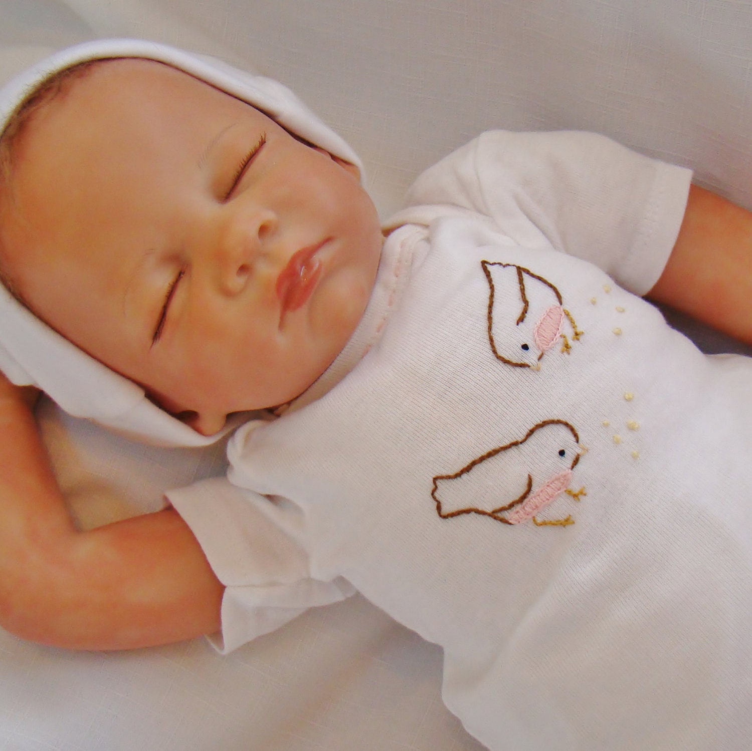 Feed The Birds - Hand Embroidered Onesie (made to order any size)
