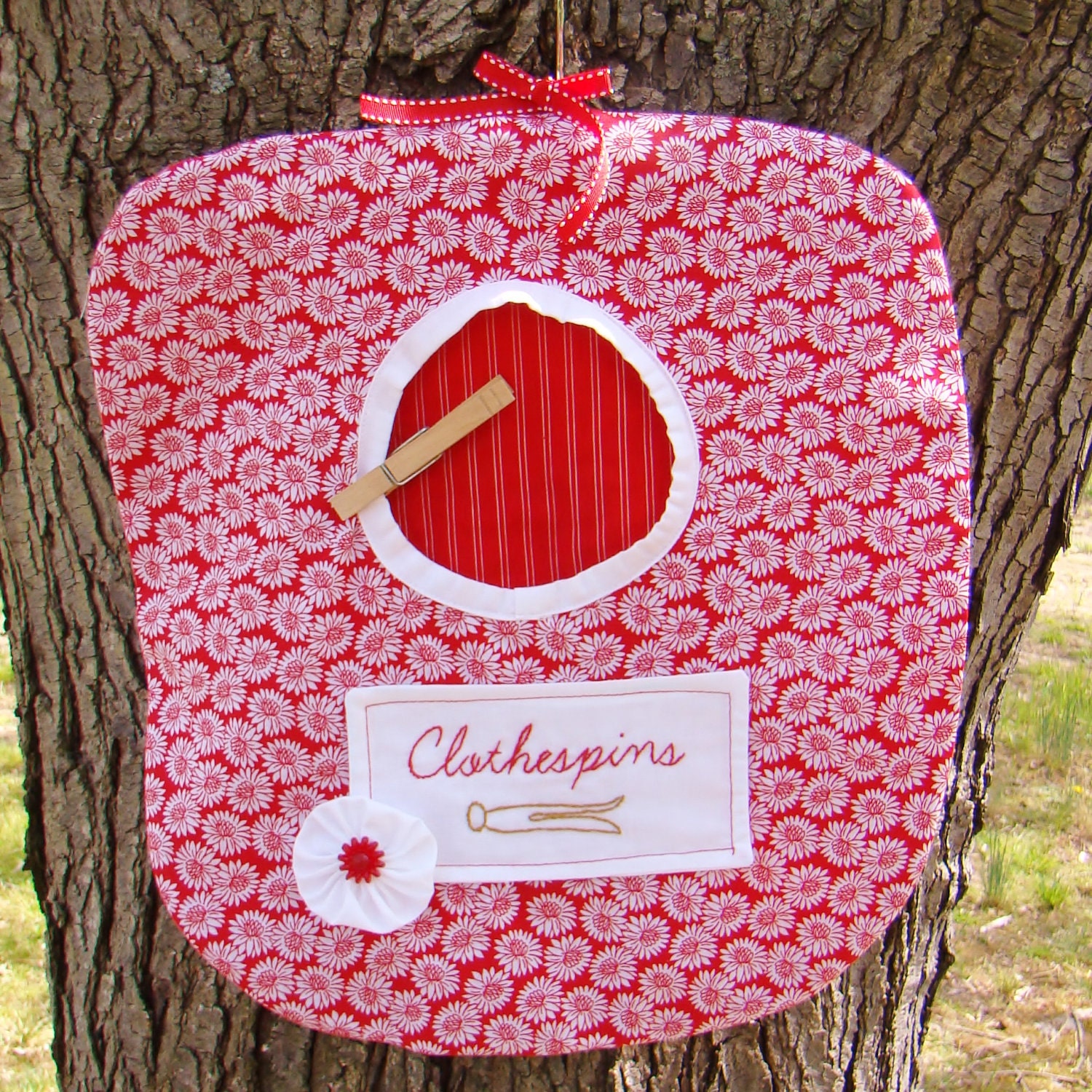 Clothespin / Clothespeg Bag - Hand Embroidered