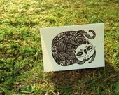 Leafy Cat - Gocco Greeting Card (cream)