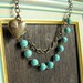 Turquoise Jewelry Bib Necklace with Locket Shabby Chic Cottage Style Mothers Day Outdoor Wedding Garden