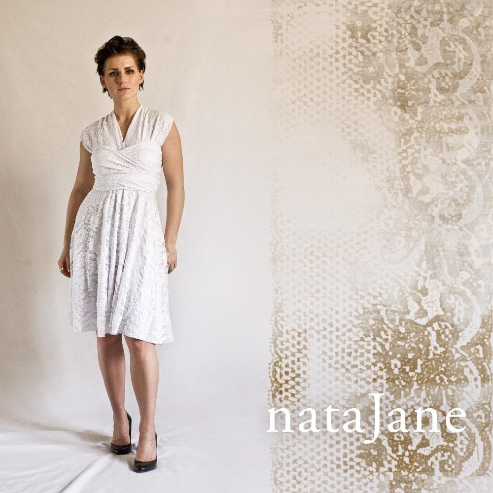 Vintage inspired bridal gown wrap dress, tea-length