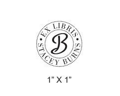 Custom Monogram Initial Inchie Ex Libris  Rubber Stamp Bookplate H16