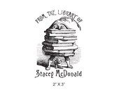 Dwarf Carrying Books Storybook Series Custom Ex Libris Bookplate Rubber Stamp J21