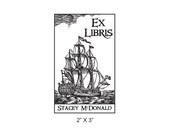 Custom Nautical Ship Ex Libris Bookplate Rubber Stamp K12