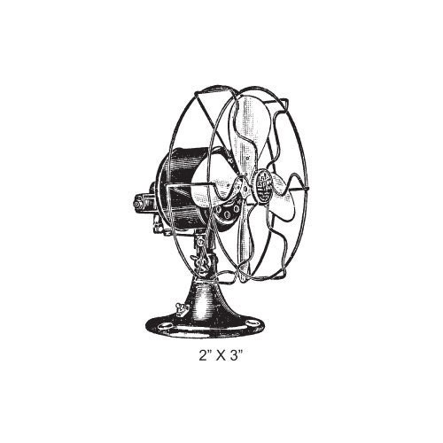 Antique Cast Iron Electric Fan SteamPunk Rubber Stamp