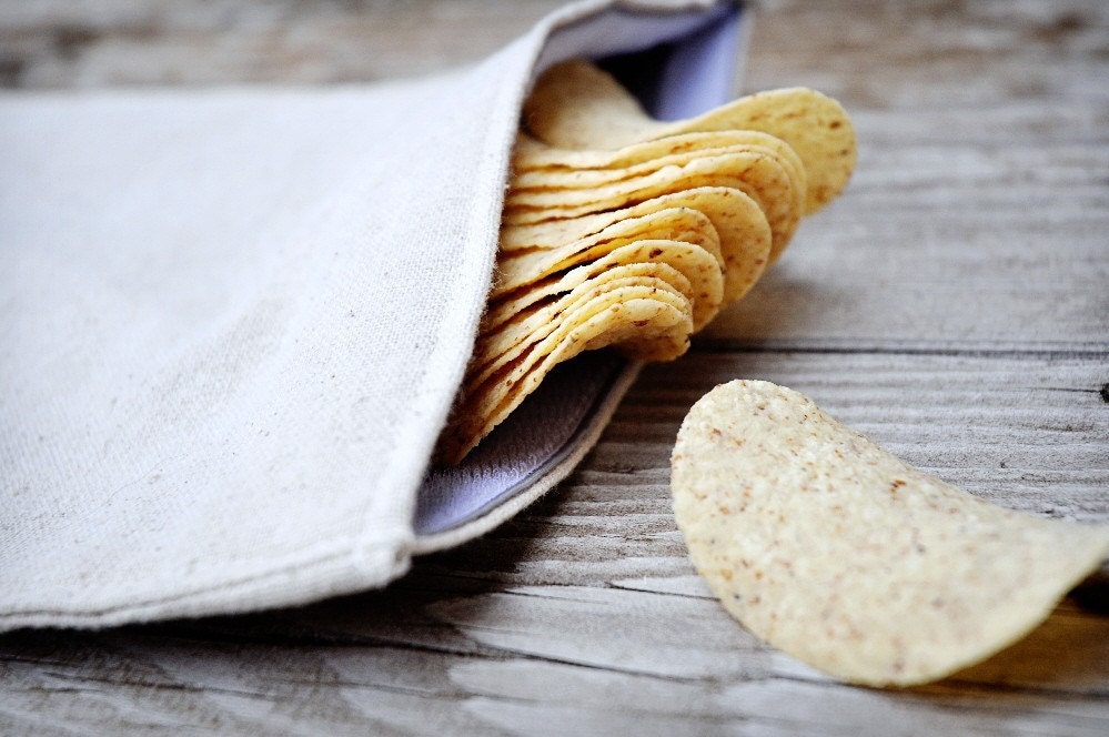 Reusable Snack Bag - Reusable Sandwich Bag - Plain - Set of 3 (1 Large, 2 Small)  - Eco Friendly