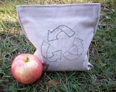 Reusable Sandwich Bag - Reusable Snack Bag - Hand Embroidered - Recycle - Eco Friendly