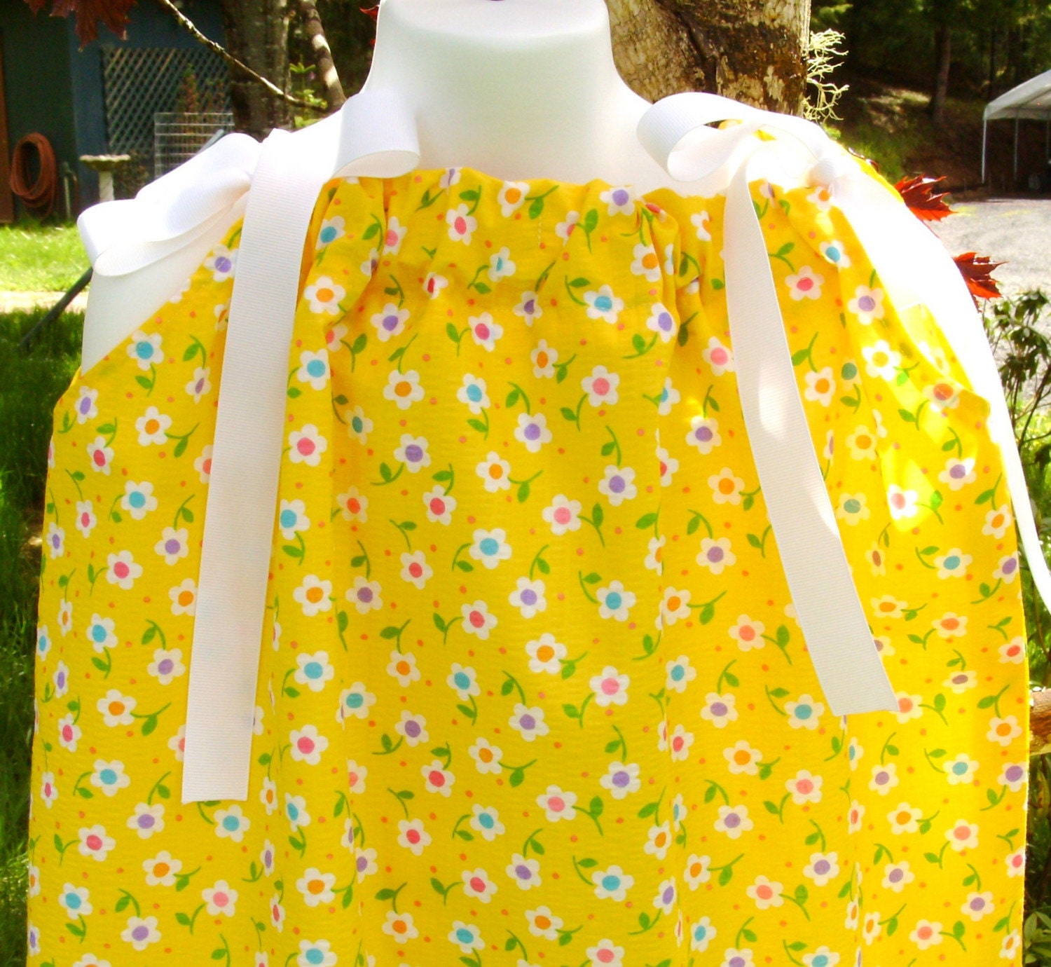 SALE Sunny Day Flowers Pillowcase Dress 4 5 6