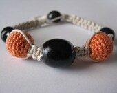 Hemp Macrame Bracelet Crochet Wood Beads in Orange