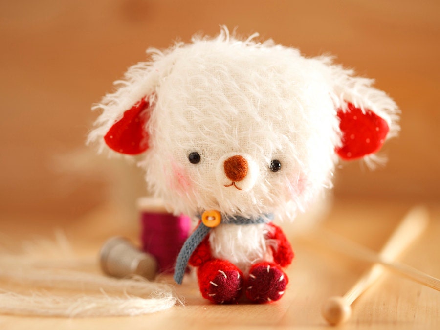 Teddy bear softie toy in red - made to order - Rupert -