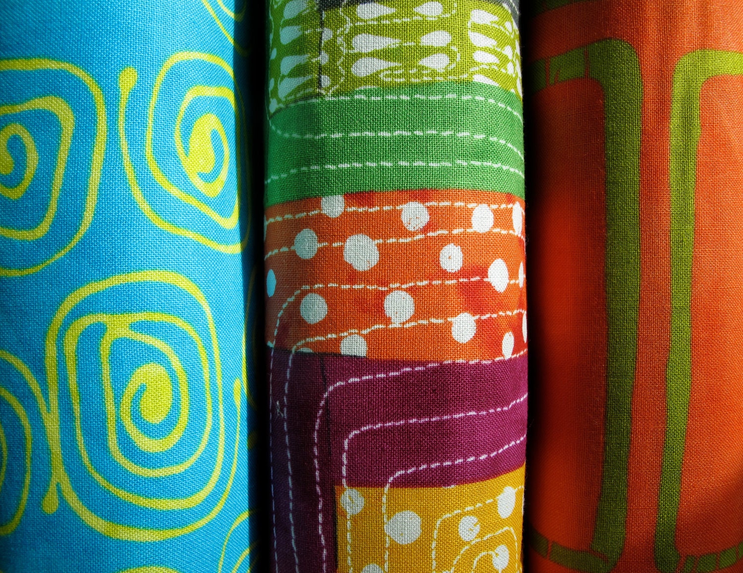 Reserved for tina - A Stitch in Color Cheater Panel by Mulka Dubrawsky for Moda - Clementine - 4.5 Yards - 44.25