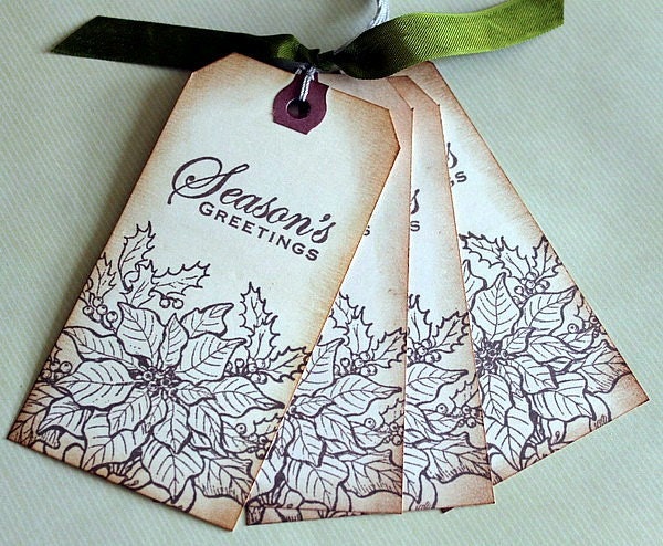 Vintage Inspired Christmas Gift Tags Holiday Tags Christmas Tags Seasons Greetingsgs Set of 8