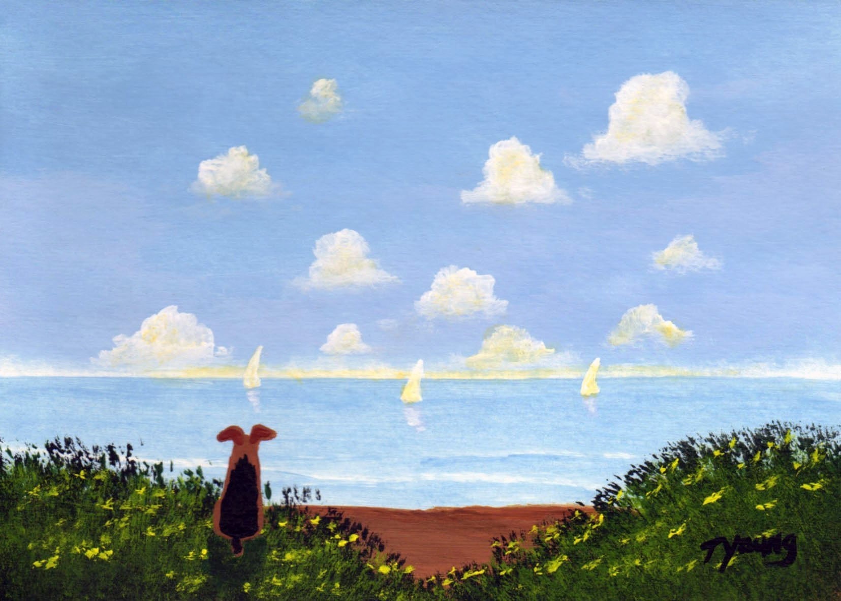 Airedale Welsh Terrier Dog OCEAN VIEW Limited Edition Reproduction art PRINT by Todd Young