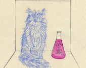 Schroedinger's (Disappearing) Cat Linocut
