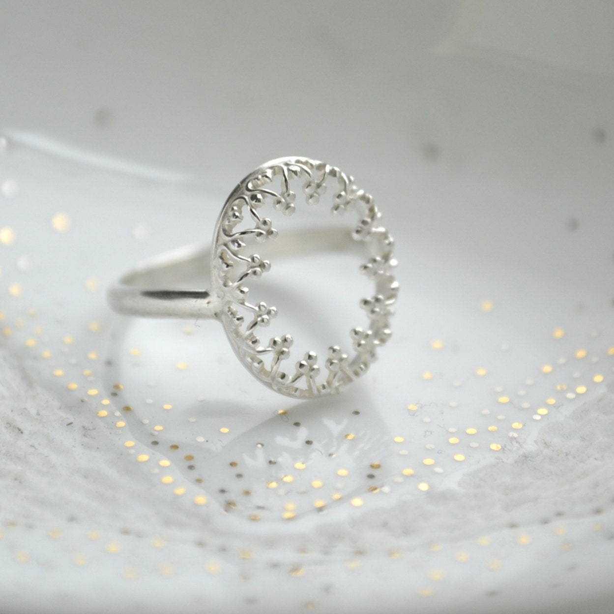Empty cameo sterling silver ring, gallery ring,