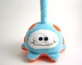 Microbe Small Aqua and Orange Fluffcrobe with Antenna Stuffed Animal