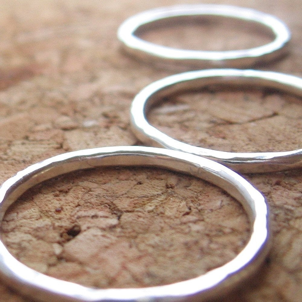 Tri a Hammered Stack - sterling silver stacking rings trio - made to order