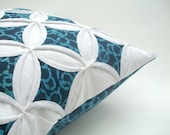 Decorative Pillow Cover Indigo Blue Batik Cathedral Windows Pillow Cover 18 Inches