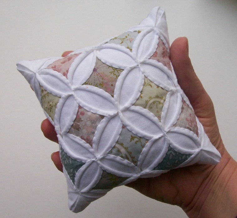 Miniature Cathedral Window Pillow Pincushion - 5 Inches Square