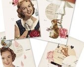 Alice in Wonderland inspired Set- Digital PDF Cards for Download and Print