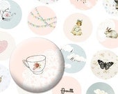 Girly 1 inch button circles digital collage sheet