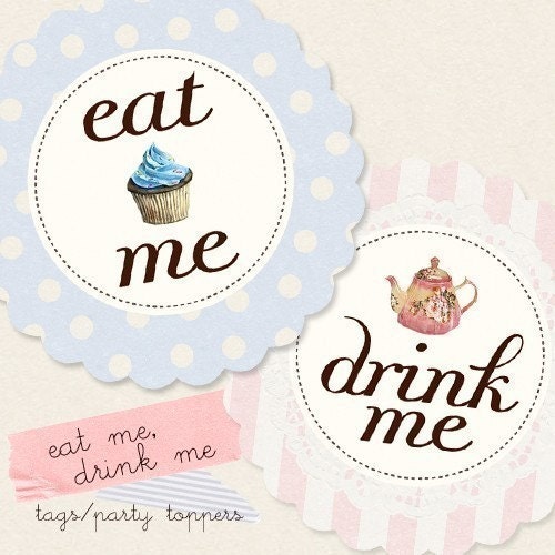 Eat Me Drink Me - Digital PDF Tags for Download and Print