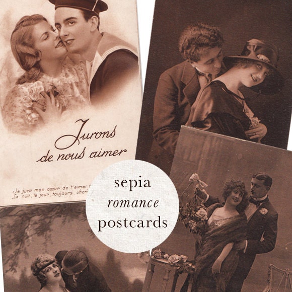 Sepia romance postcard set