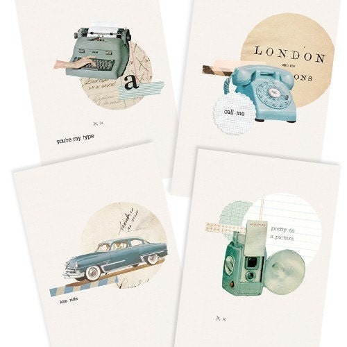 Vintage Flirt Card Set- Digital PDF Cards for Download and Print