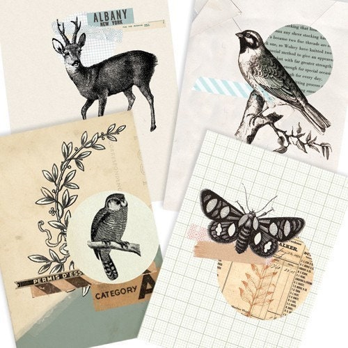 Vintage Forest- Digital PDF ACEO Tags for Download and Print