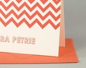 Personalized Stationery, Chevron set of 8, Custom Notecard and Envelope Stationary Set, Choose Your Color, Modern Zig Zag