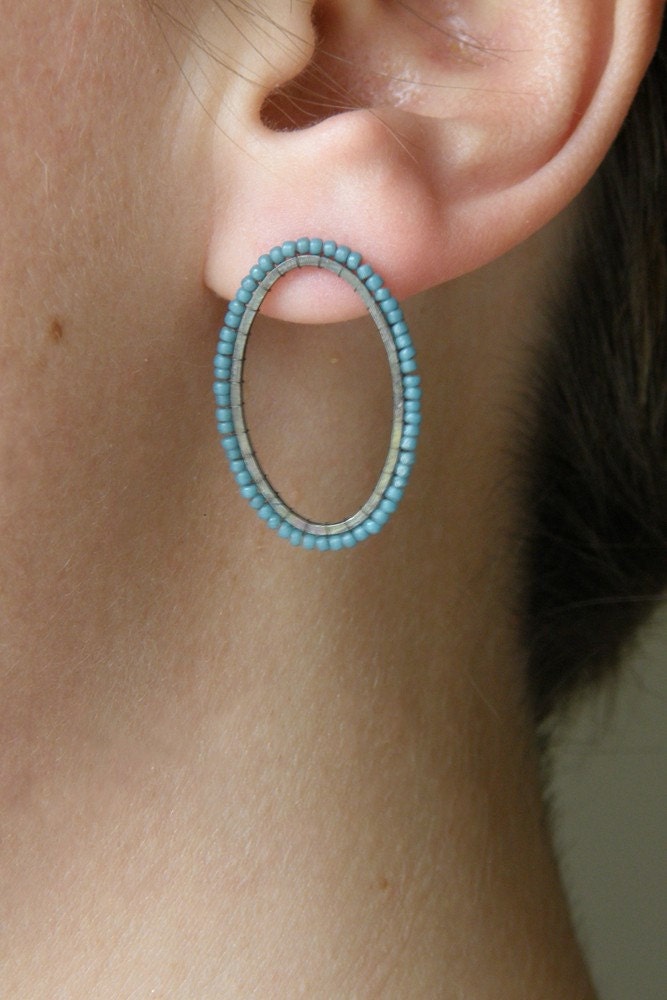 Oval Frame Studs: Turquoise