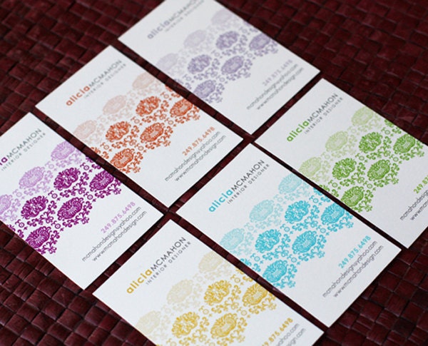 Modern DAMASK Calling Cards - assorted colors - set of 50
