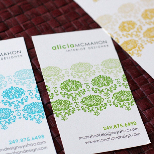 Modern DAMASK Calling Cards - assorted colors - set of 100