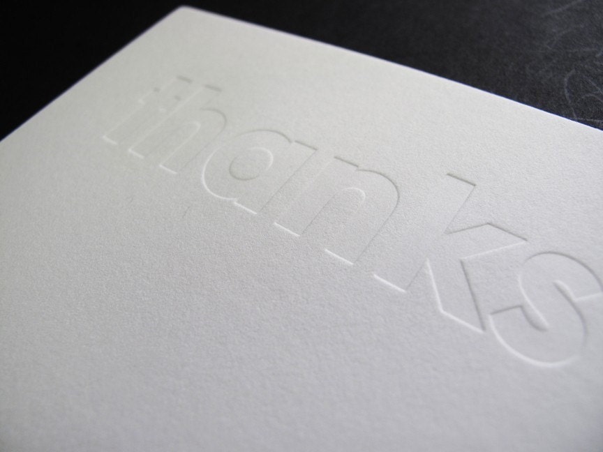 Set of 6 Thanks Cards Letterpress