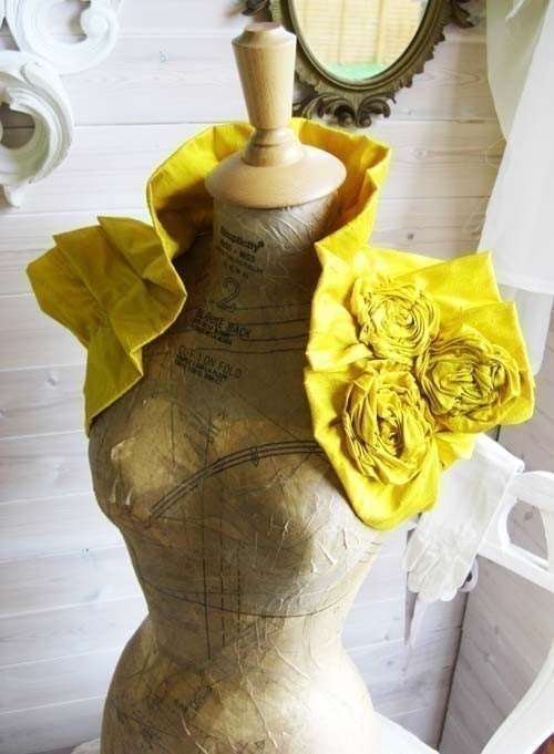 Regal Yellow Dupioni Raw Silk Wrap