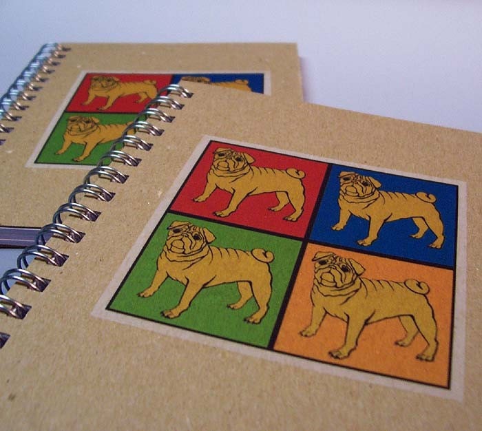 Four Pugs Spiral Notebook - Made with Recycled Paper