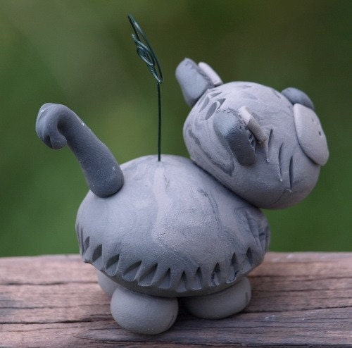 Fuzzy Grey Cat Photo Card Holder