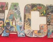 Custom Made to Order Comic Book Letters Wall Hangers Spiderman, Batman, Superman, XMEN