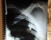 X-Ray notebooks. A set of three, built from reclaimed paper. Use them to record all your Halloween party plans.