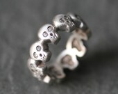 Baby Skull Band Ring in Sterling Silver with Diamonds UNISEX