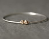 Baby Skull Bangle with Diamonds in 14K Gold and Sterling Silver
