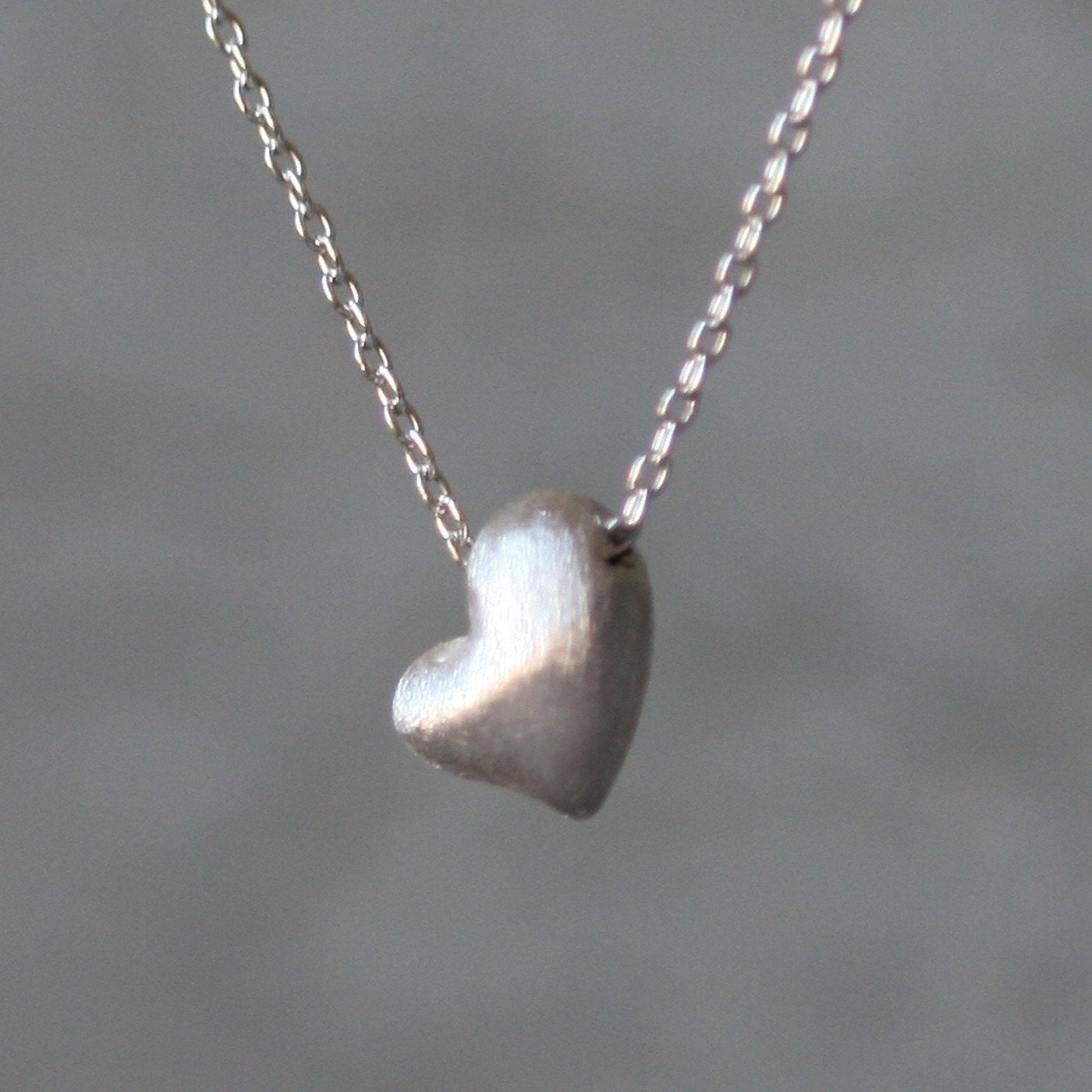 Puffy Heart Necklace in Sterling Silver