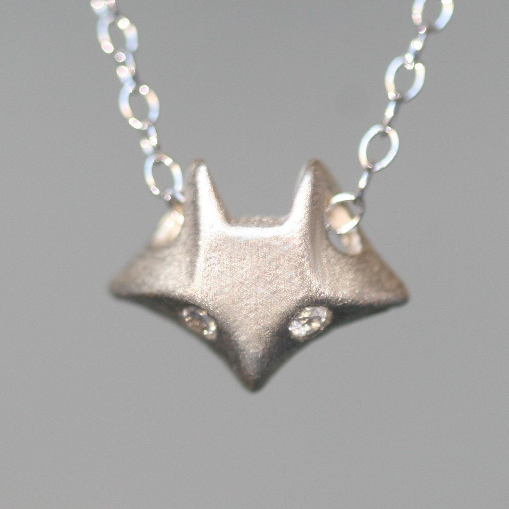Fox Necklace in Sterling Silver with Diamonds