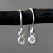 Tiny Button Drop Earrings in Sterling Silver with Diamonds