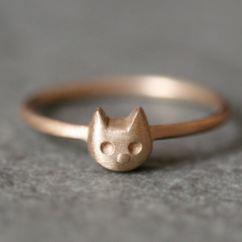 Baby Kitten Ring in 14k Gold