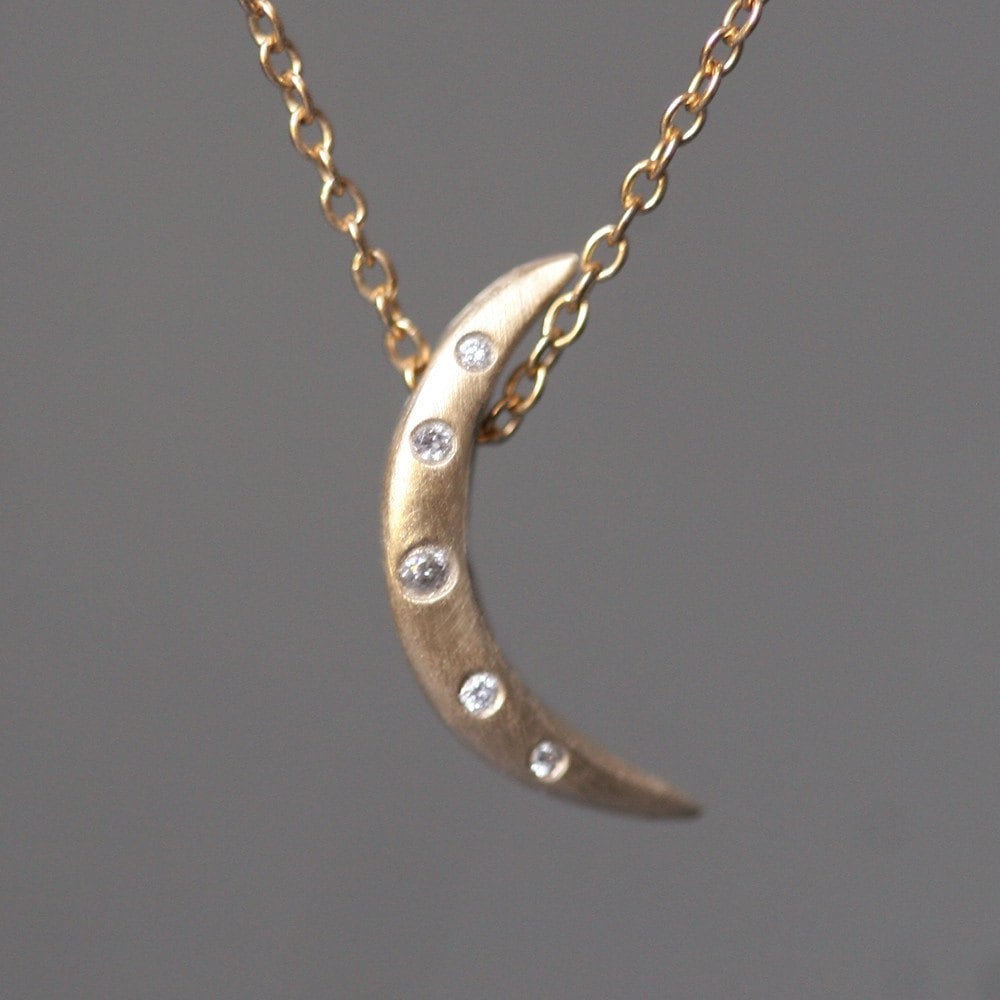 Crescent Moon Necklace on Small Crescent Moon Necklace In 14k Gold By Michellechangjewelry